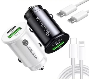 USB Fast Car Charger Type-C Usb-A Socket 12V Power Adapter For iPhone Samsung - Picture 1 of 20