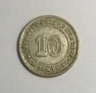 Mazuma *MC1408 Straits settlements Victoria 1882H 10 Cents  Silver Coin GVF