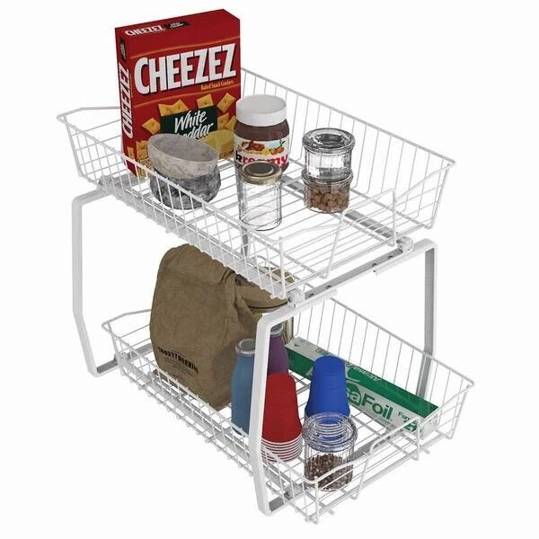 ClosetMaid 14 in. W 2-Tier Ventilated Wire Sliding Cabinet Organizer in White - Image 1 of 2