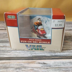 1997 Lemax Christmas Vail Village Fun on Ski-Mobile Ski Doo Snow Sport No. 73209 - Picture 1 of 4