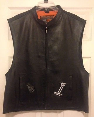 First Classics Leather Motorcycle CLUB PATCH Vest M656 & Harley Patches Size L - Image 1 of 4