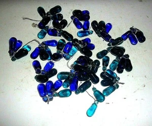 50 ANTIQUE BLUE MURANO HAND BLOWN GLASS CRYSTAL TEAR DROPS FOR CHANDELIER/LAMPS - Picture 1 of 3