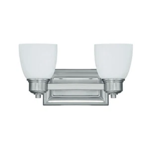 SunSet Lighting 2-Light 100W MB Bixby Vanity Bright Satin Nickel Light F3172-80 - Picture 1 of 2