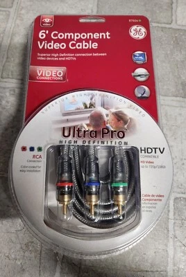 NEW GE 87604 6' Component Video Cable 720p/1080i RCA Connection - Image 1 of 4