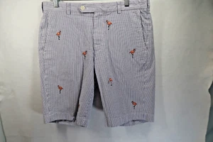 Brooks Brothers Genuine SeerSucker Bermuda Shorts Blue White Striped Men Size 34 - Picture 1 of 11