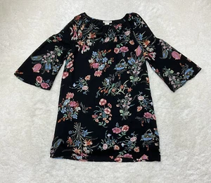 Artisan Ny Womens Size 6 Floral Print 3/4 Shoulder Cut Out Sleeve Mini Dress  - Picture 1 of 10