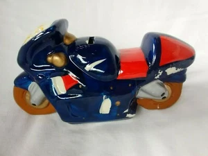 Motorcycle Novelty Bike Money Box Piggy Money Bank Ceramic Gift NOS USA - Picture 1 of 8