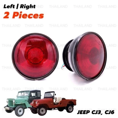 2x Rear Tail Light RED For 1945-1975 Jeep Willys CJ3 CJ5 CJ6 (No Screw) Foto 1 de 4