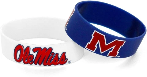 Rebels Team Color Mississippi Ole Miss Rebels Silicone Rubber Bracelet, 2-Pack Cover
