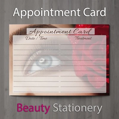 BEAUTY STATIONERY Appointment Card Beauty Salon Lash Lift Eyelash Extension Make Up Therapist A7