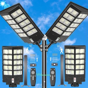 Solar Street Lights Commercial 6500K for Basketball Court Road Playground 2 PACK - Picture 1 of 24