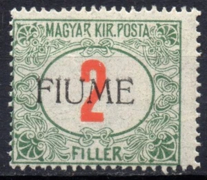 FIUME 1918/1919 -5- Segnatasse MNH** 2 f. verde/rosso #S#KFI - Foto 1 di 2