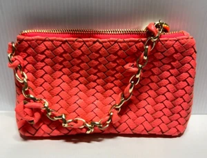 Deux Lux neon red woven faux leather w/6” chainlink strap NEW - Picture 1 of 11