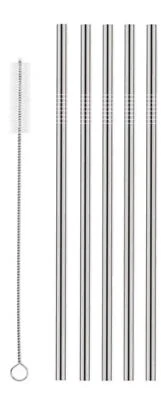 Cepillo de limpieza de acero inoxidable + 10 pajitas de acero inoxidable rectas - Imagen 1 de 3
