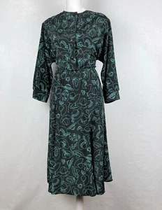 Sombreros y Gafas de Sol Vintage Años 80 Vestido Estampado Novedad Negro y Aqua Talla 10 Pequeño - Imagen 1 de 5