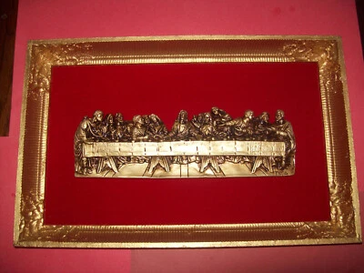 THE LAST SUPPER - JESUS AND 12 APOSTLES RELIGIOUS SCULPTURE FRAMED WALL ART - Image 1 of 4