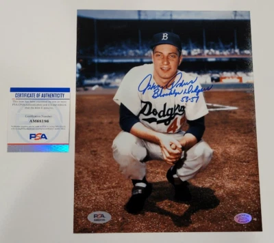JOHNNY PODRES Signed Inscribed 8x10 Photo-BROOKLYN DODGERS-PSA - Image 1 of 4