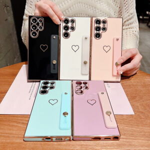 For Samsung A53 A13 A33 S22 Ultra S21 FE Shockproof Heart Strap Stand Case Cover