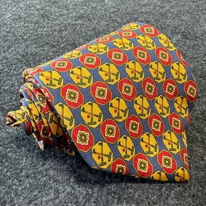 VTG Gap Premium blue gold red foulard golf club print men's silk tie made in USA - Picture 1 of 8