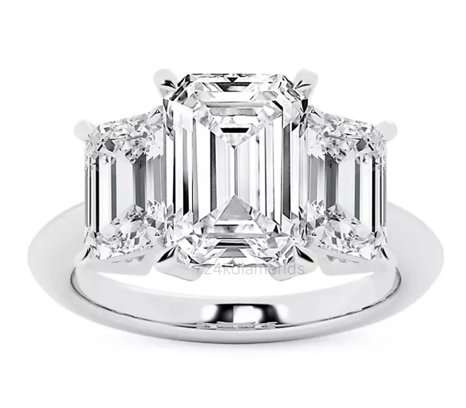 Diamond Engagement Ring VS1 F Emerald 2.50 Ct Lab Created IGI Certified 14k Gold - Image 1 of 4