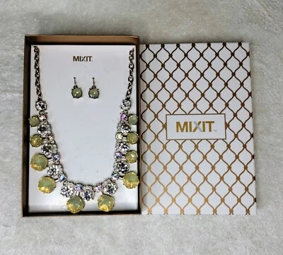 MixIt Necklace Earrings Gift Box Set Retro Jewelry Statement Mix It Lemon Yellow - Image 1 of 4