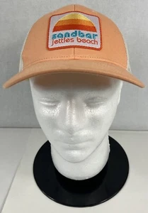 Sandbar Jetties Beach Orange Patch Mesh Trucker SnapBack Hat Cap Medium/Large - Picture 1 of 8