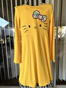 Hello Kitty Sanrio Long Sleeve Dress Girls 10/12 Polyester Spandex Bright Yellow - Picture 1 of 15