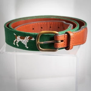 Smathers & Branson Green Multi Dog Doggo Needlepoint Embroidered Belt 40 A1P - Picture 1 of 9