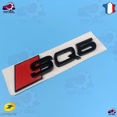 Logo Emblème SQ5 arrière coffre Noir Brillant 145x38 MM pour Audi Q5 SQ5 - Imagen 1 de 2