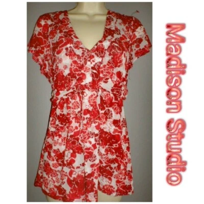 Top Babydoll Empire Madison Studio Rojo y Blanco Cuello en V L Foto 1 de 3