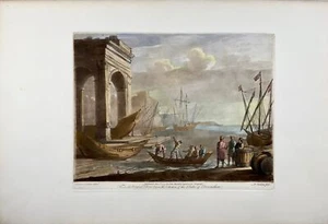 1774 Richard Earlom after CLAUDE LORRAIN - Harbour view with Ships - Large paper - Picture 1 of 4