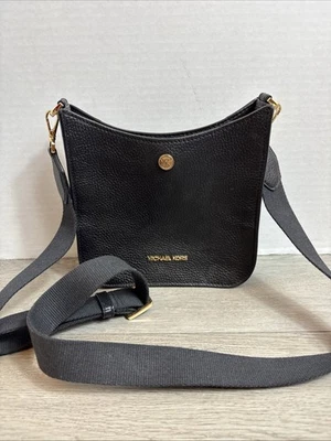 Michael Kors Small Leather Messenger Crossbody Bag Handbag Purse Shoulder Black  - Image 1 of 4
