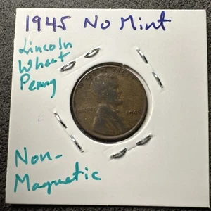 1945 Lincoln Wheat Penny. No Mint Mark. Non Magnetic. - Foto 1 di 5