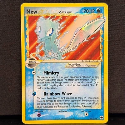 Pokemon Mew Gold Star EX Dragon Frontiers Ultra Rare Holo 101/101 2006 Damaged - Image 1 of 2