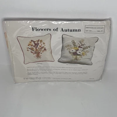 The Creative Circle Flowers of Autumn #405 Pillow Kit Embroidery Craft 1977 - Image 1 of 4