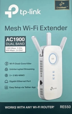 TP-Link | RE550 AC1900 | Wireless Dual Band | Mesh Wi-Fi Range Extender Booster - Image 1 of 4