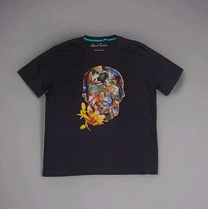 Robert Graham Cool Multi Color Skull Floral Schwarz Tshirt Herren XL Baumwolle Neu - Bild 1 von 5