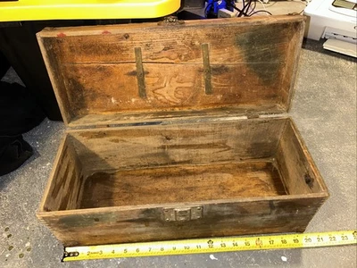 Antique Wooden Tool Box Chest Carpenter Tools 20x8x8 Primitive Farmhouse... - Image 1 of 4