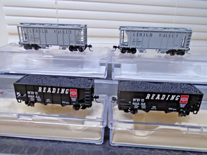 VIER Atlas Spur N Reading & Lehigh Valley HOPPERS bedeckt & 55 Tonnen mit Ladung MIB - Bild 1 von 9