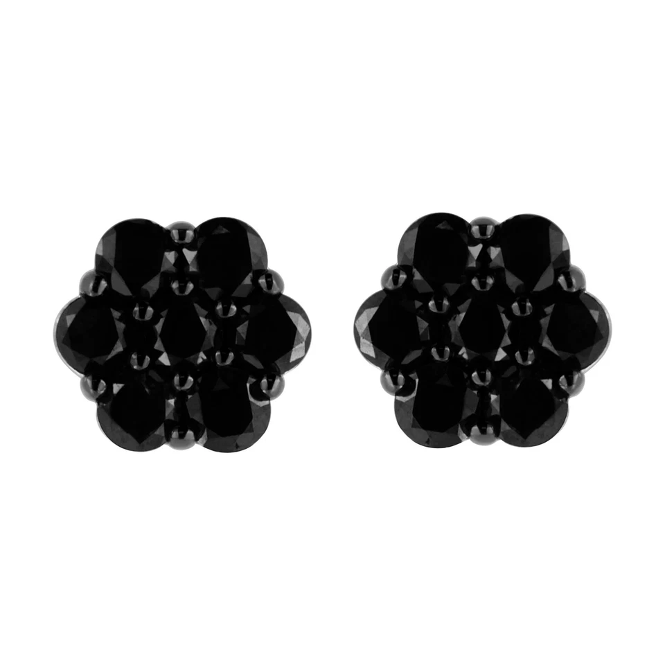 Pendientes de diamantes tratados en color en plata de ley Foto 1 de 4