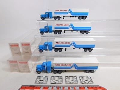 4X Wiking H0 1:87 527 US-Sattelzug Peterbilt Atlas Van Lines Mint Box #CY826-0,5 - Immagine 1 di 4