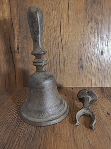 Cast Iron Farm School Church Bell Retro Antique Style With Hanger - Picture 1 of 6