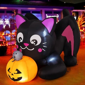 5 FT Halloween Inflatables Cat Outdoor Decorations Blow Up Yard Pumpkin with ... - Picture 1 of 6