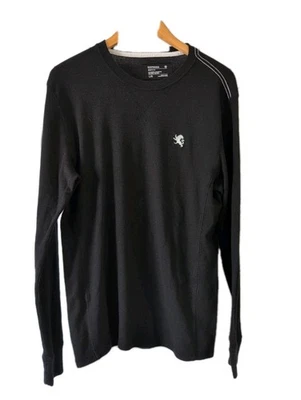 Camiseta masculina de malha waffle EXPRESS gola redonda manga longa pulôver logotipo preto - Imagem 1 de 4