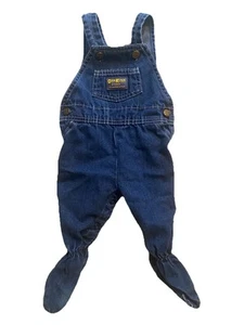 Oshkosh B’gosh Blue Denim Footed Overalls Vintage Baby Size 6-9 Months - Picture 1 of 8