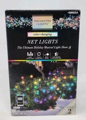 New Gemmy Orchestra of Lights 72 LED Color Changing Net  Lights  - Image 1 of 4