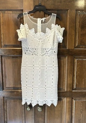 Soieblu Cream Lace Deess Size Medium Off The Shoulder Ivory Sheer Cottagecore — 第 1/4 张图片