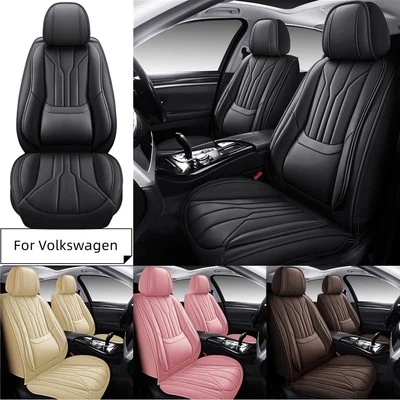 Fundas de asiento de auto de cuero PU de cobertura completa de 5 asientos para Volkswagen Taos Vento T-Cross Foto 1 de 4