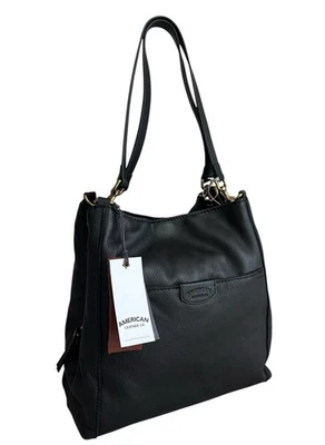 American Leather Co. Bolso de hombro de cuero triple entrada doble correa nuevo con etiquetas Foto 1 de 4