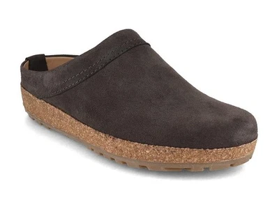 HAFLINGER Herren Damen Leder Clogs mit Fußgewölbestütze 'Bio Malm', graphit - Bild 1 von 4